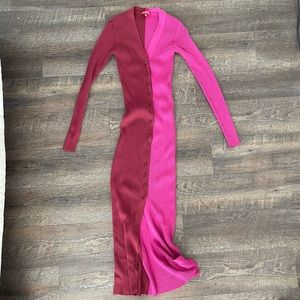 Staud red and pink knit maxi sweater dress